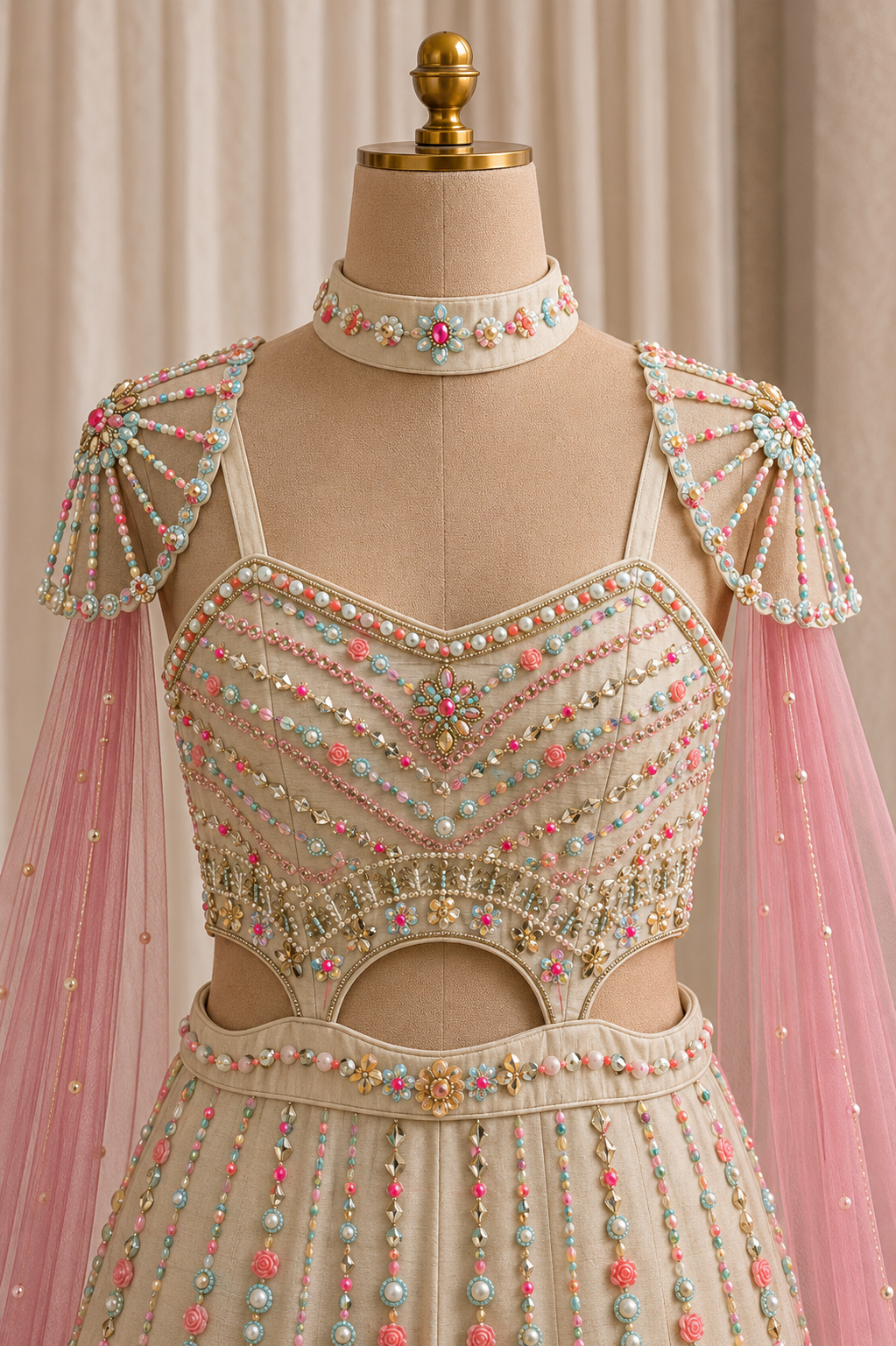 Stunning Moti Work and Raw Silk Fabric Beige Color Jamsut PDP Style Suits