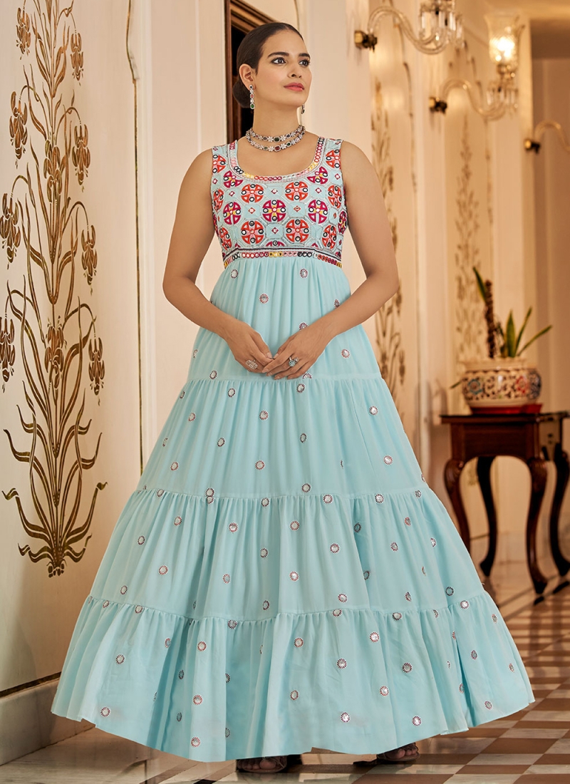 Absorbing Aqua Blue Ceremonial Trendy Gown