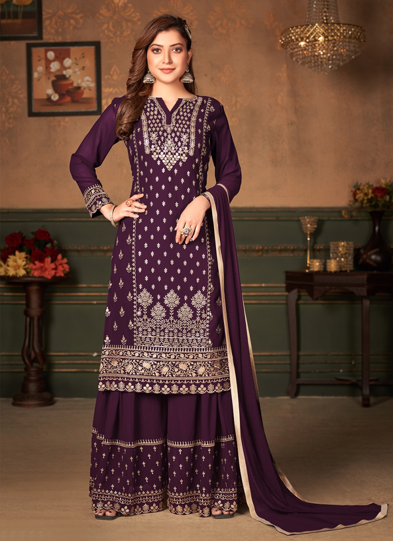 Absorbing Faux Georgette Embroidered Designer Pakistani Salwar Suit