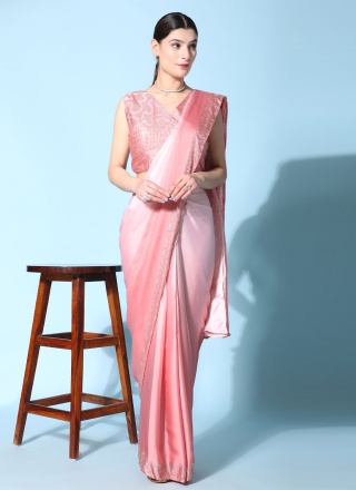 Adorning Rose Pink Wedding Contemporary Saree