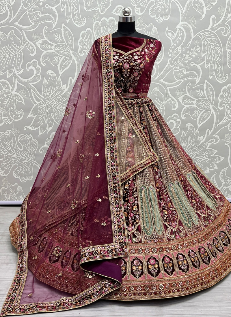 Buy Stunning Pink Embroidered Silk Wedding Wear Lehenga Choli From Zeel  Clothing