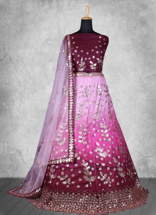 Alluring Purple Net Lehenga Choli