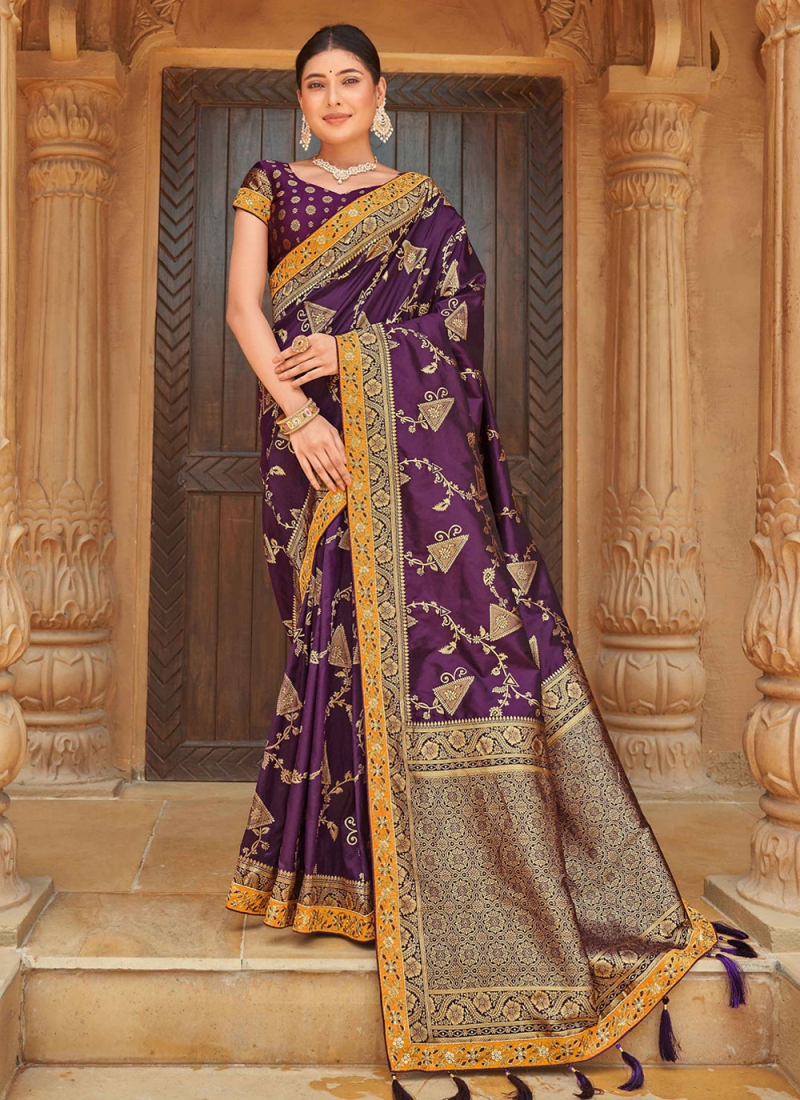 Alluring Purple Weaving Designer Saree