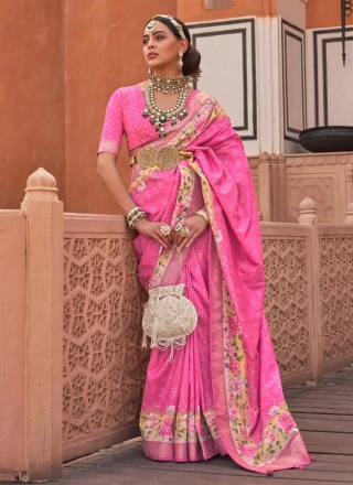 Amazing Silk Pink Designer Saree