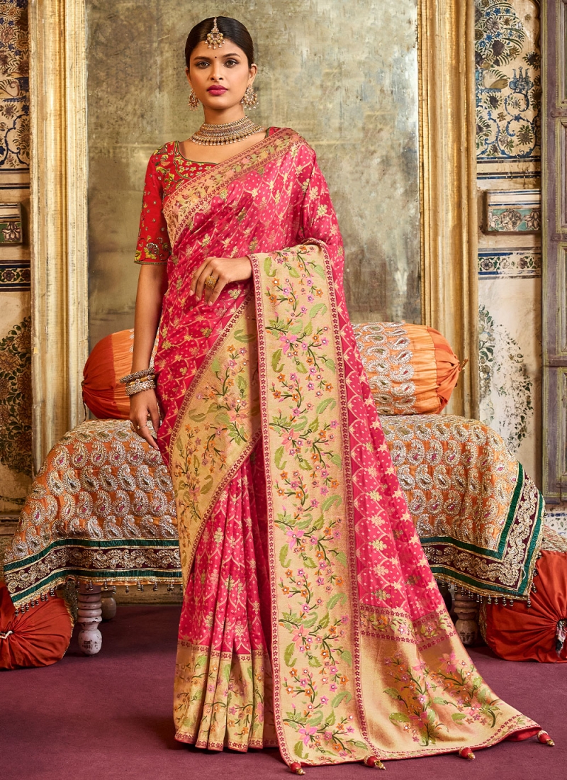 Amusing Pink Weaving Designer Saree