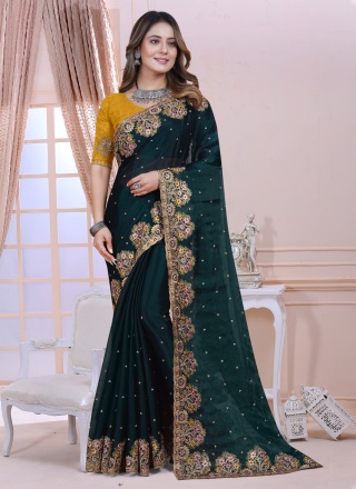 Appealing Satin Silk Green Traditional Saree