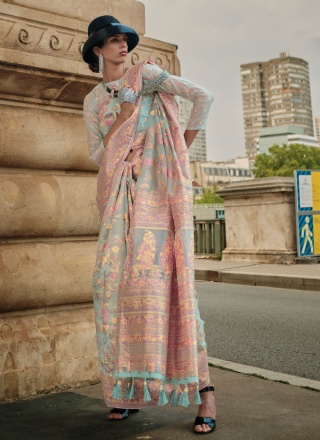 Aqua Blue Organza Ceremonial Contemporary Saree