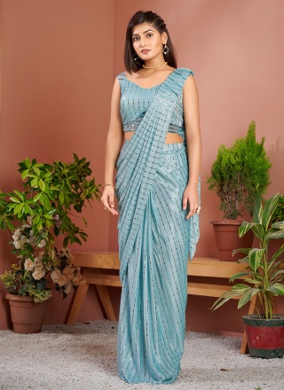 Aqua Blue Wedding One Minute Saree