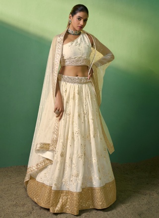 Aristocratic Cream Reception Designer Lehenga Choli