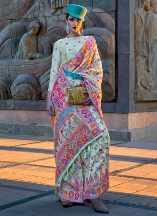 Aristocratic Organza Sea Green Weaving Contemporary Saree