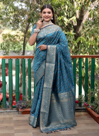 Arresting Aqua Blue Patola Silk  Classic Saree