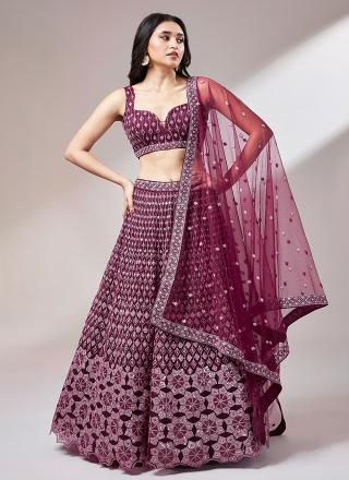 Arresting Burgundy A Line Lehenga Choli