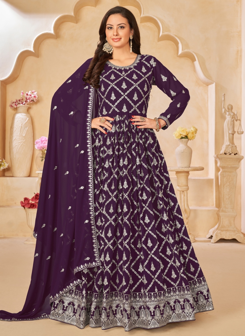 Arresting Purple Trendy Salwar Kameez