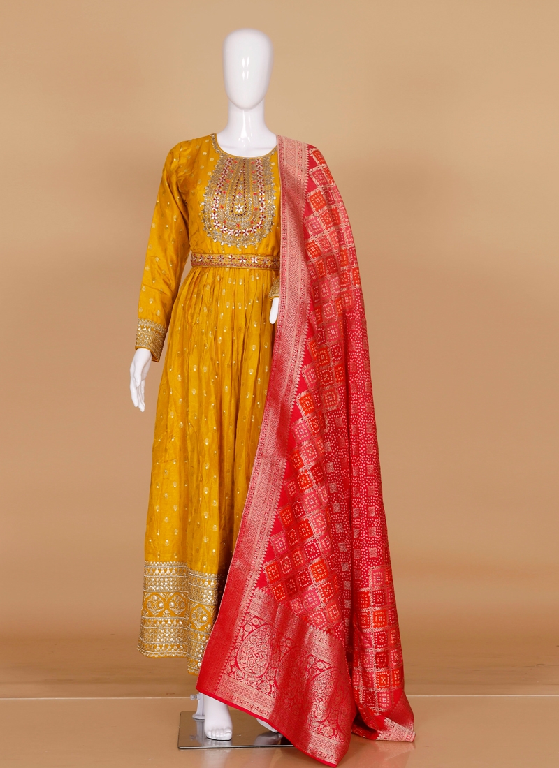 Zari Black Ladies Banarasi Silk Anarkali Suit at best price in Surat | ID:  23426671933