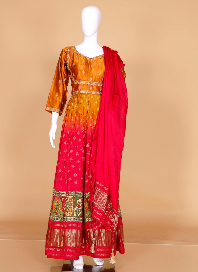 Art Banarasi Silk Cut Dana Churidar Suit