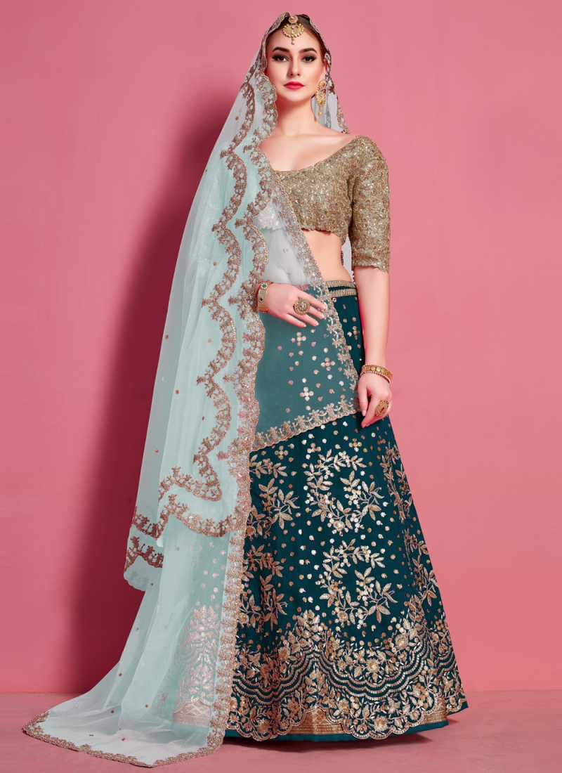 Art Silk A Line Lehenga Choli in Green