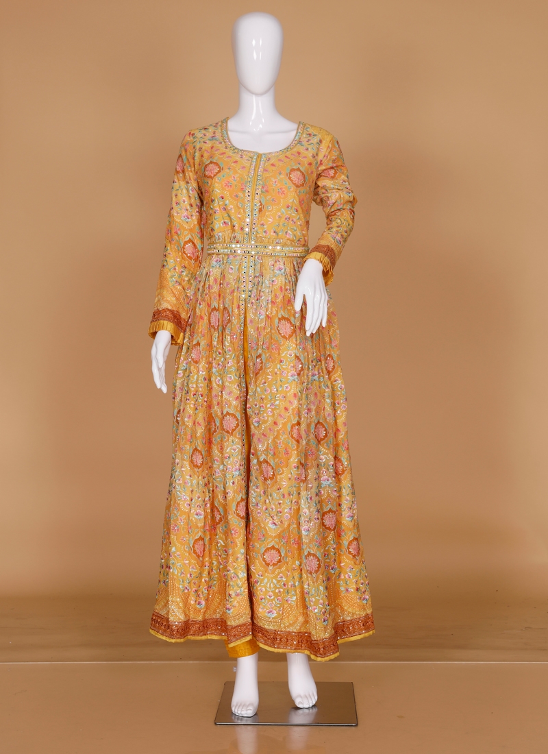 Art Silk Ceremonial Pant Style Suit