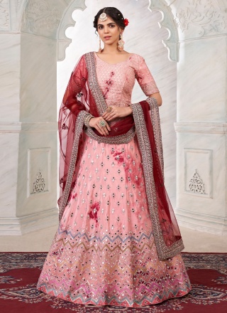 Art Silk Sequins Pink Trendy Lehenga Choli