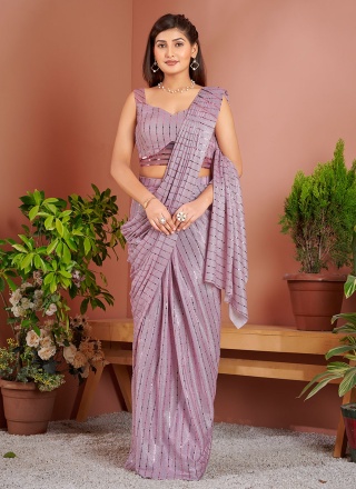 Astonishing Purple Engagement Contemporary Saree