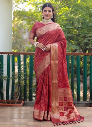 Astounding Maroon Patola Silk  Classic Saree