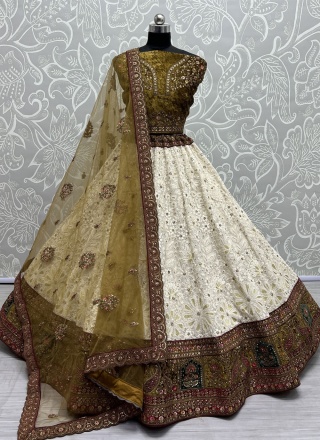 Attractive Georgette Lace White Lehenga Choli