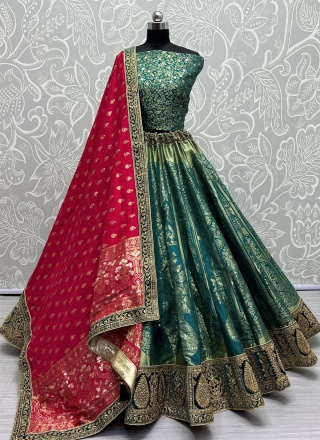 Banarasi Silk Trendy Lehenga Choli in Teal