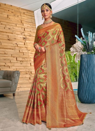 Banarasi Silk Weaving Multi Colour Trendy Saree