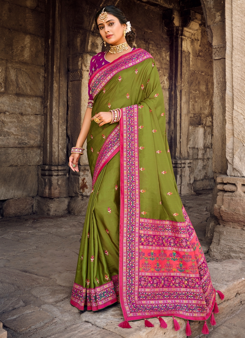 Banarasi Silk Weaving Traditional Saree in Green