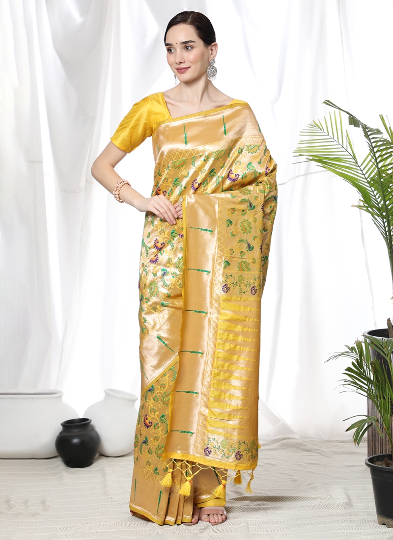 Banarasi Silk Zari Classic Saree in Yellow