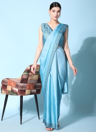 Beautiful Georgette Satin Border Contemporary Style Saree