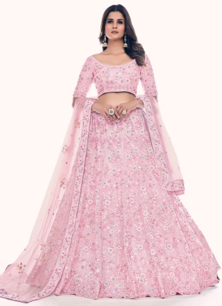 Beckoning Pink Wedding Designer A Line Lehenga Choli