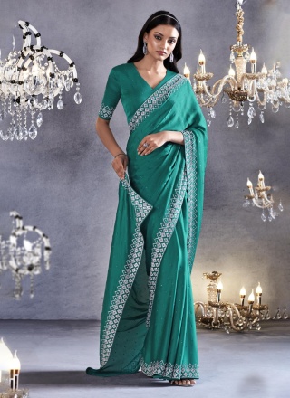Beckoning Sea Green Embroidered Classic Saree