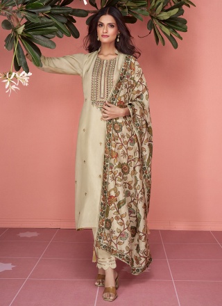 Beige Resham Ceremonial Salwar Kameez