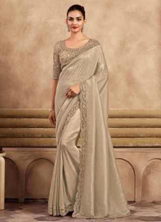 Beige Silk Party Trendy Saree