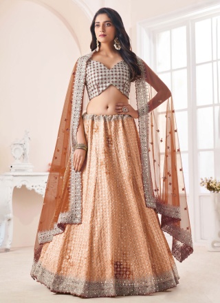 Beige Stone Work Engagement Trendy Lehenga Choli