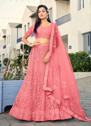 Best Pink Net Trendy Lehenga Choli