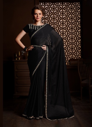 Black Chiffon Party Trendy Saree