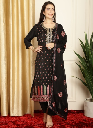 Black Embroidered Designer Salwar Suit