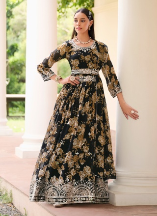 Black Embroidered Party Designer Salwar Kameez