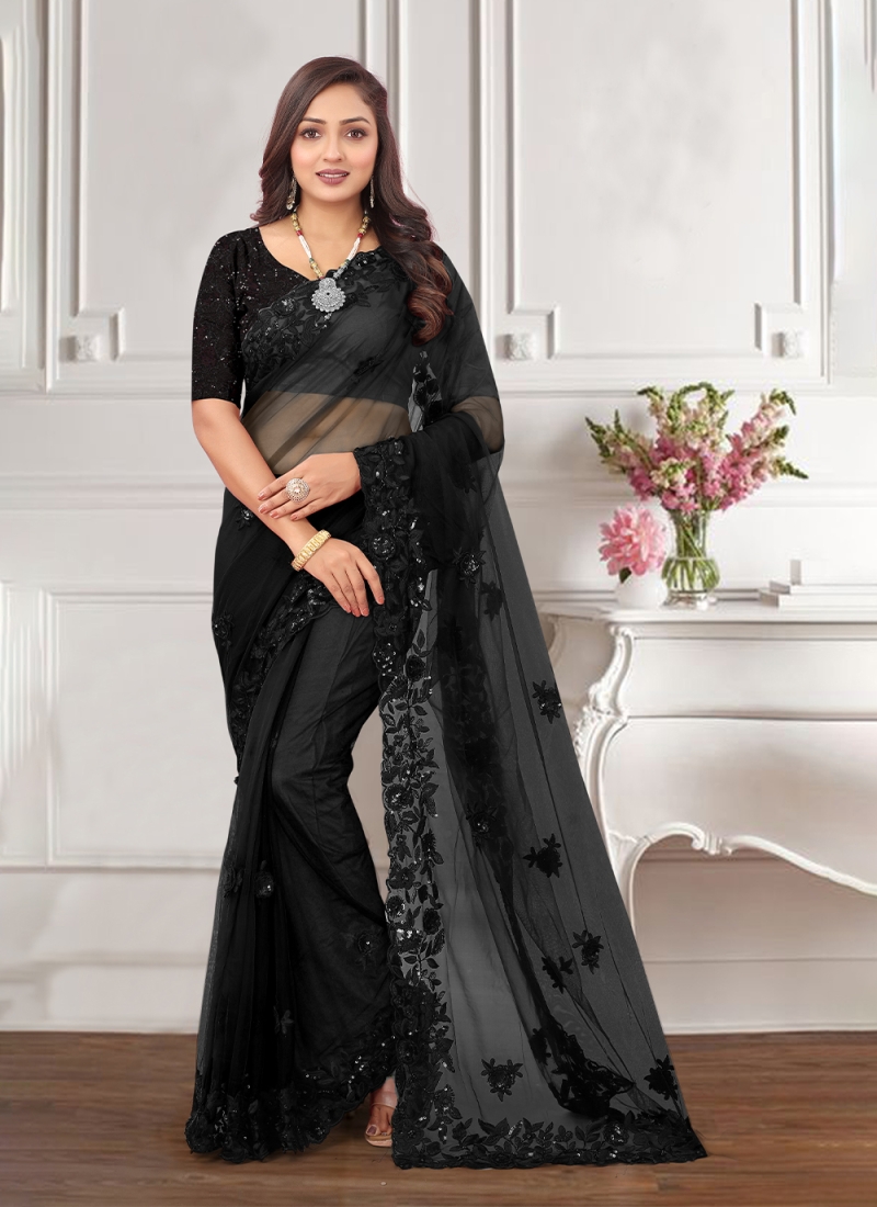 Black Net Festival Saree