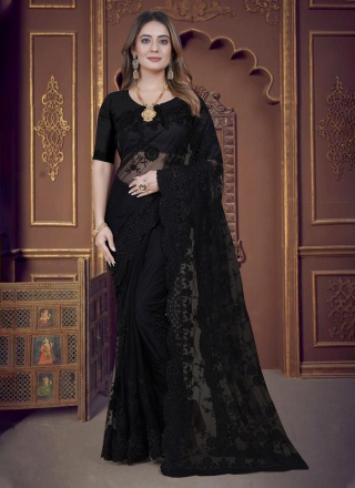 Black Net Wedding Trendy Saree