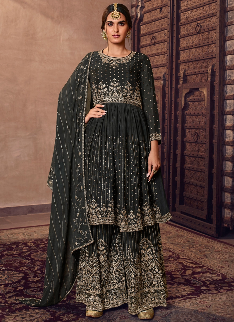 Black Reception Trendy Salwar Kameez