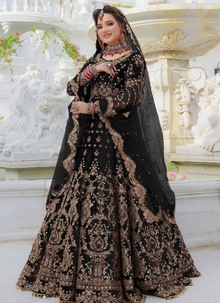 Black Velvet Mirror A Line Lehenga Choli