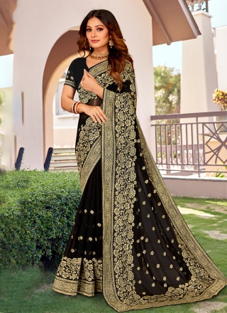 Black Zari Georgette Traditional Saree