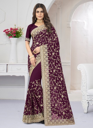 Blissful Embroidered Georgette Contemporary Saree
