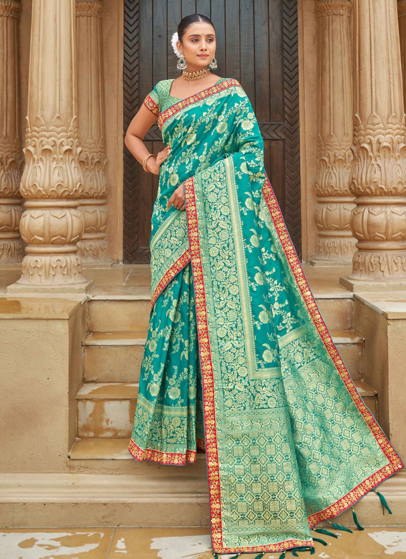 Blissful Sea Green Saree