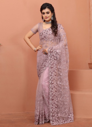 Blooming Net Embroidered Trendy Saree