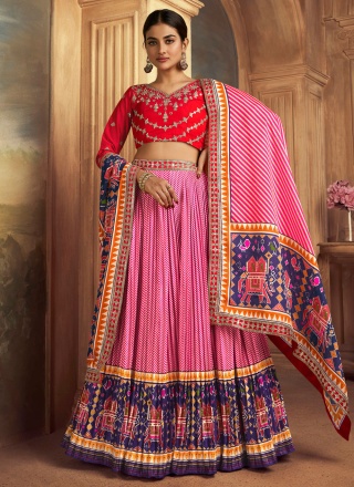 Blooming Printed Pink Lehenga Choli