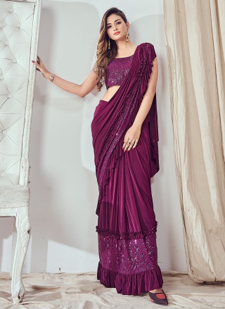 Blooming Sequins Imported Trendy Saree