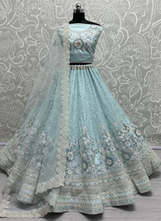 Blue Diamond Net A Line Lehenga Choli